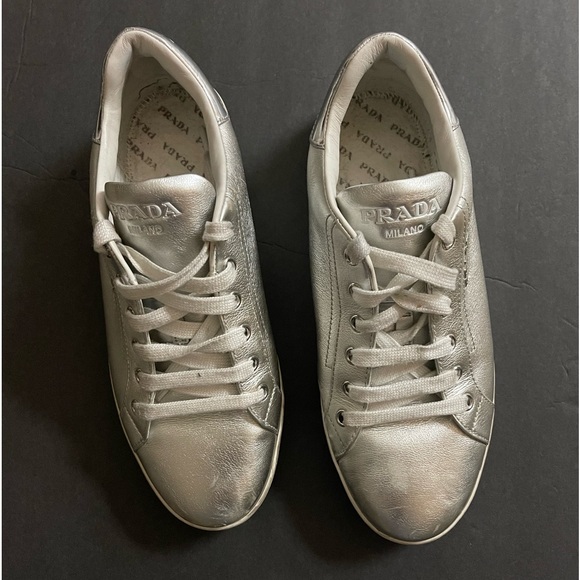 Prada silver sneakers - Picture 1 of 9